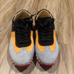 Christian Louboutin Multicolor Low-Top Sneakers in Black, Gray, Mustard